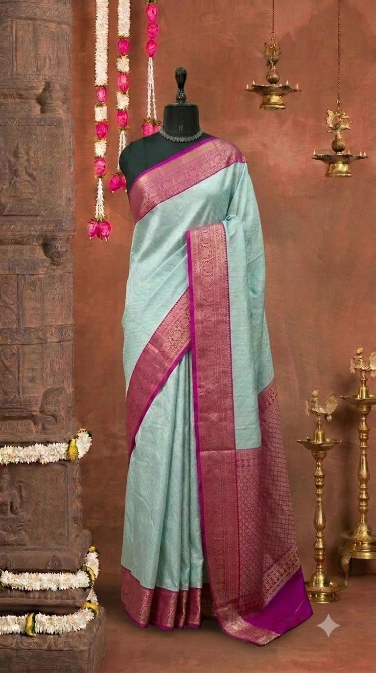 Pastel Blue Kanchi Semi Silk Saree 