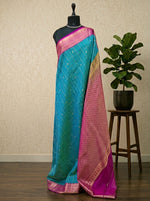 Turquoise Blue Kanchi Semi Silk Saree 