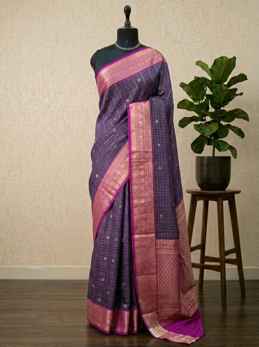 Dark Purple Kanchi Semi Silk Saree 