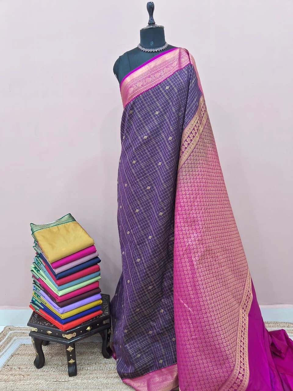 Dark Purple Kanchi Semi Silk Saree 