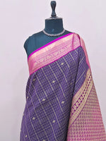 Dark Purple Kanchi Semi Silk Saree 1