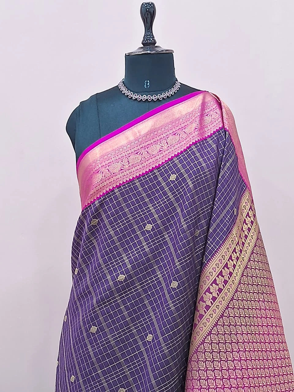 Dark Purple Kanchi Semi Silk Saree 1