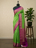 Parrot Green Kanchi Semi Silk Saree 