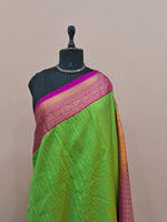 Parrot Green Kanchi Semi Silk Saree 1