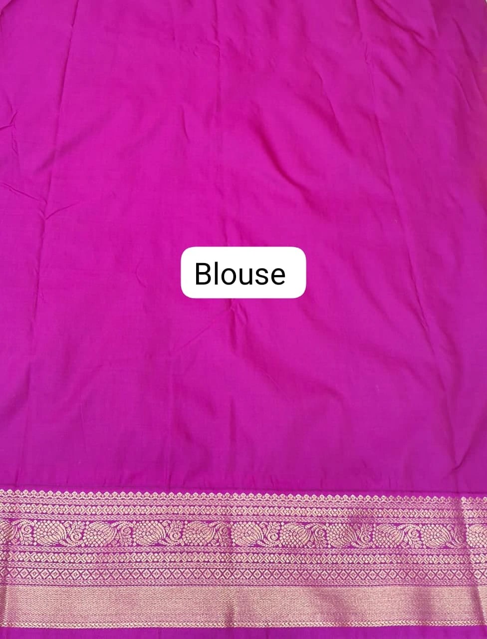 Parrot Green Kanchi Semi Silk Saree blouse
