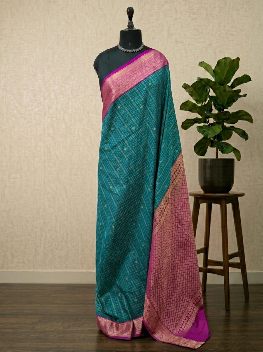 Rama Green Kanchi Semi Silk Saree 