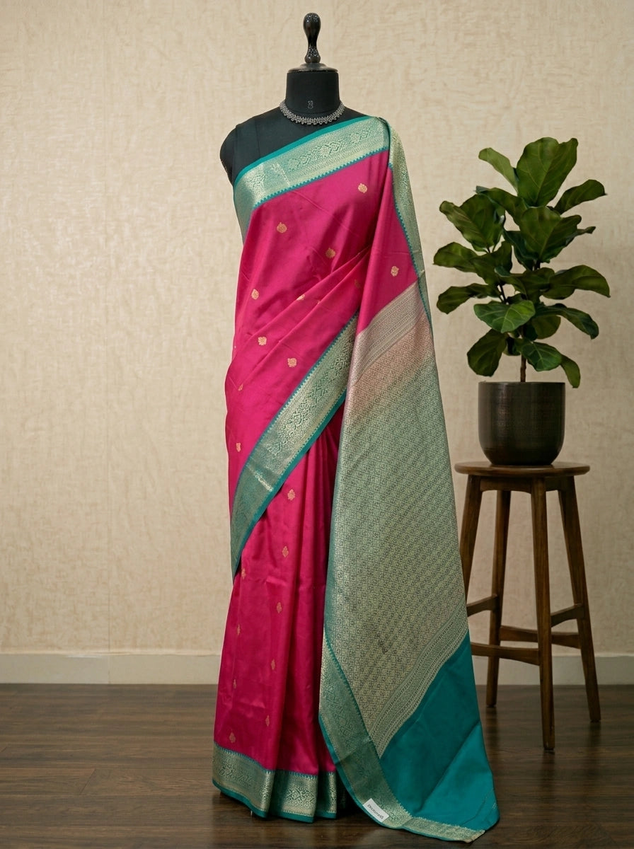 Raspberry Pink Kanchi Semi Silk Saree 