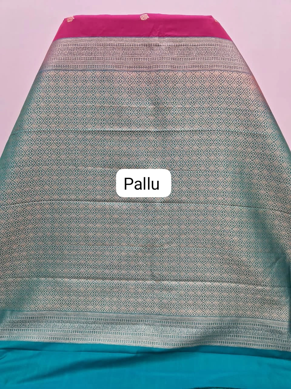 Raspberry Pink Kanchi Semi Silk Saree pallu