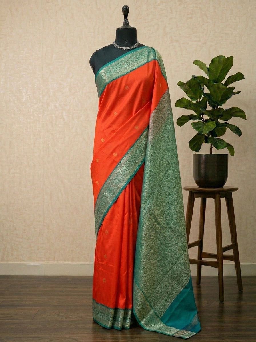 Orange Kanchi Semi Silk Saree 