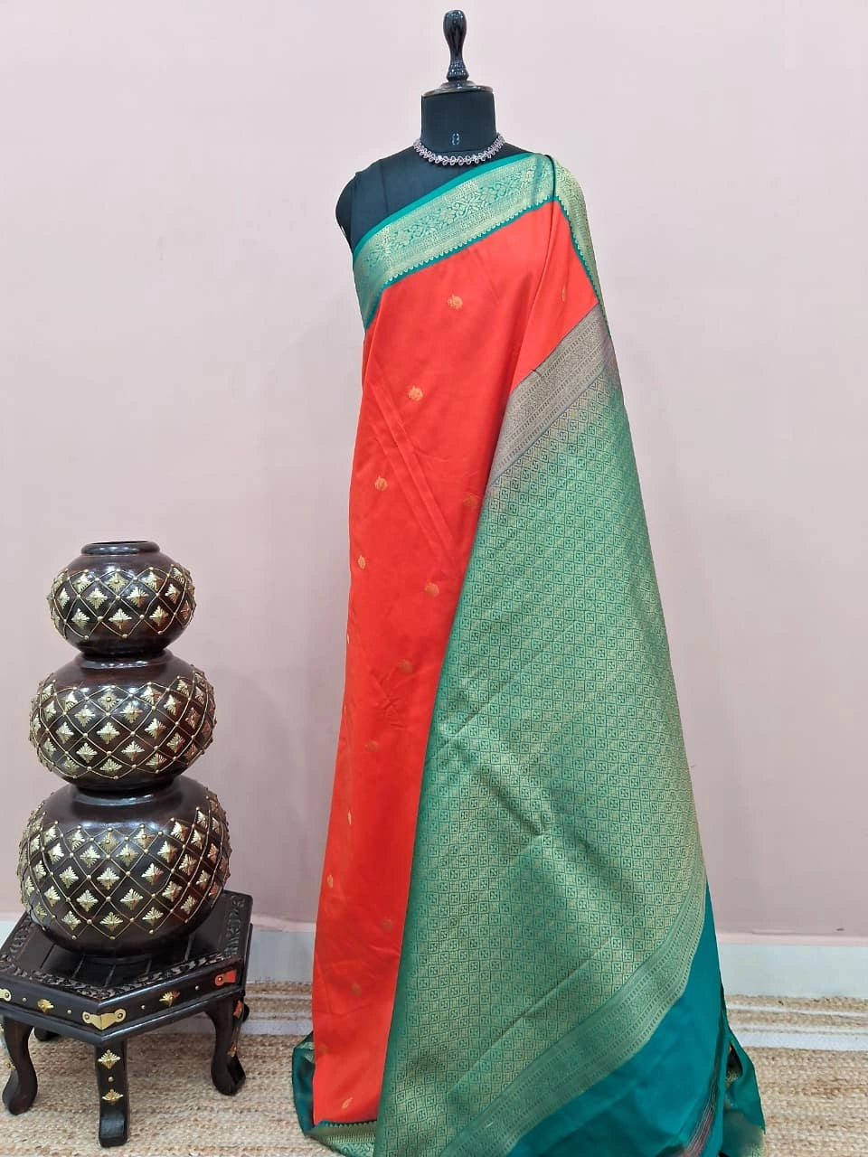 Orange Kanchi Semi Silk Saree 