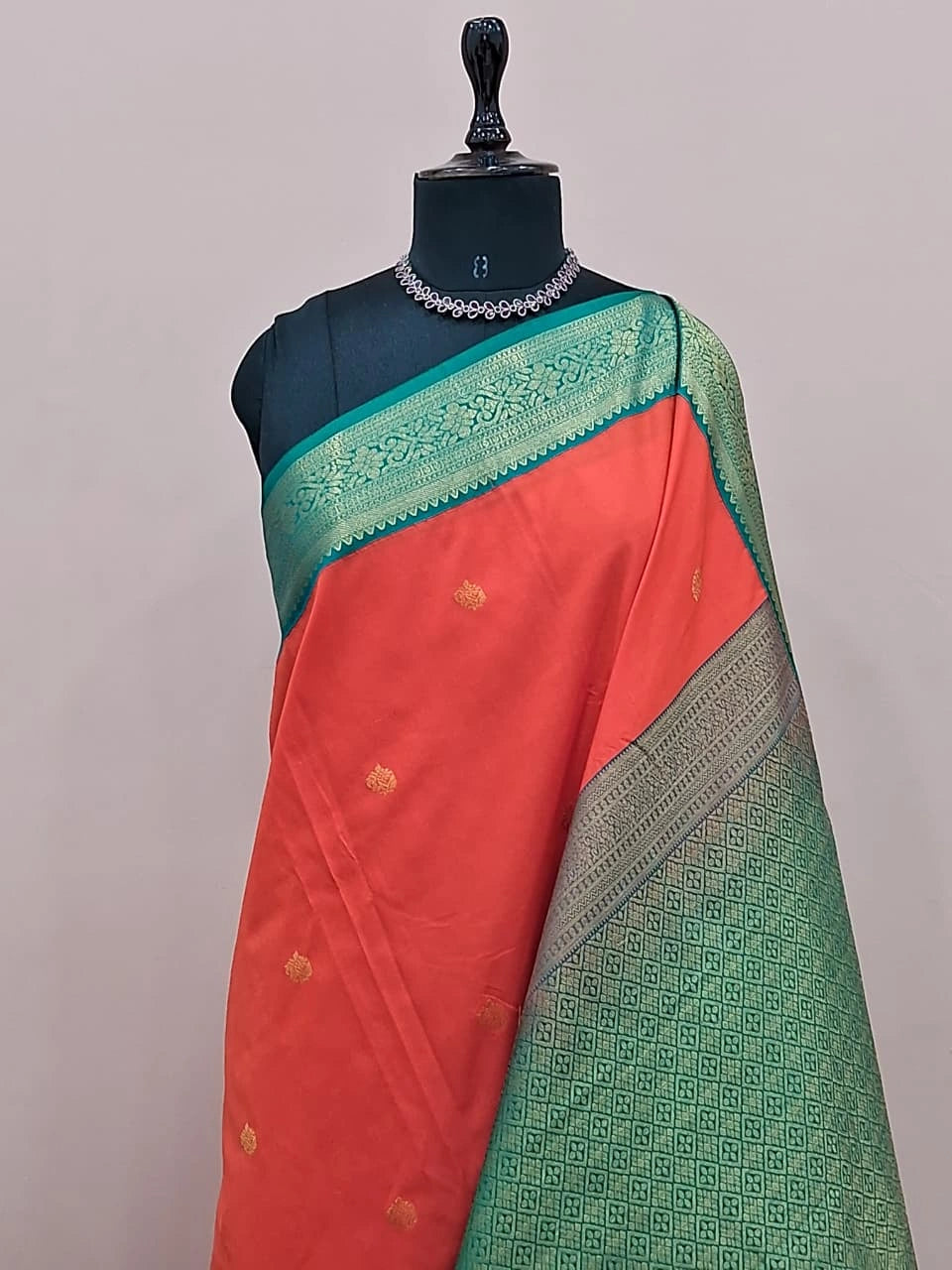 Orange Kanchi Semi Silk Saree 1