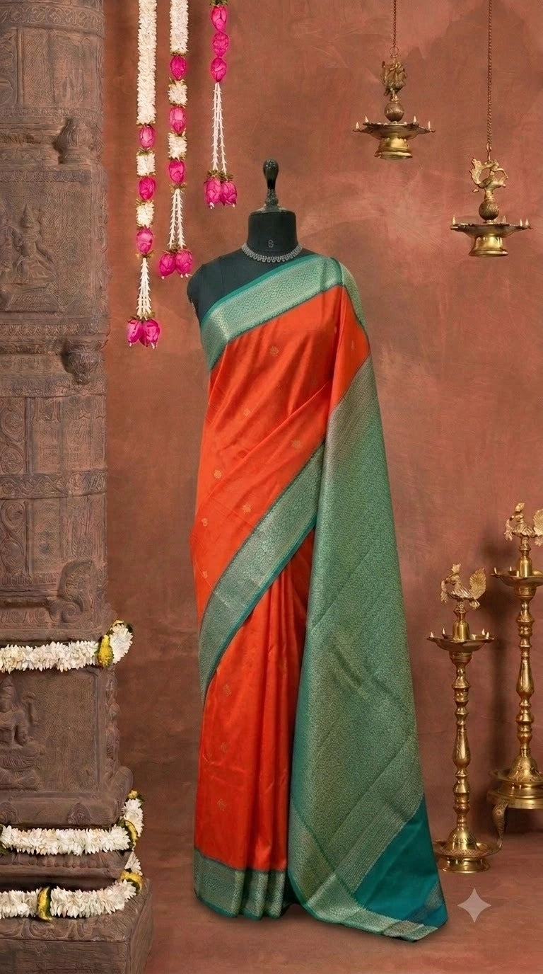 Orange Kanchi Semi Silk Saree 
