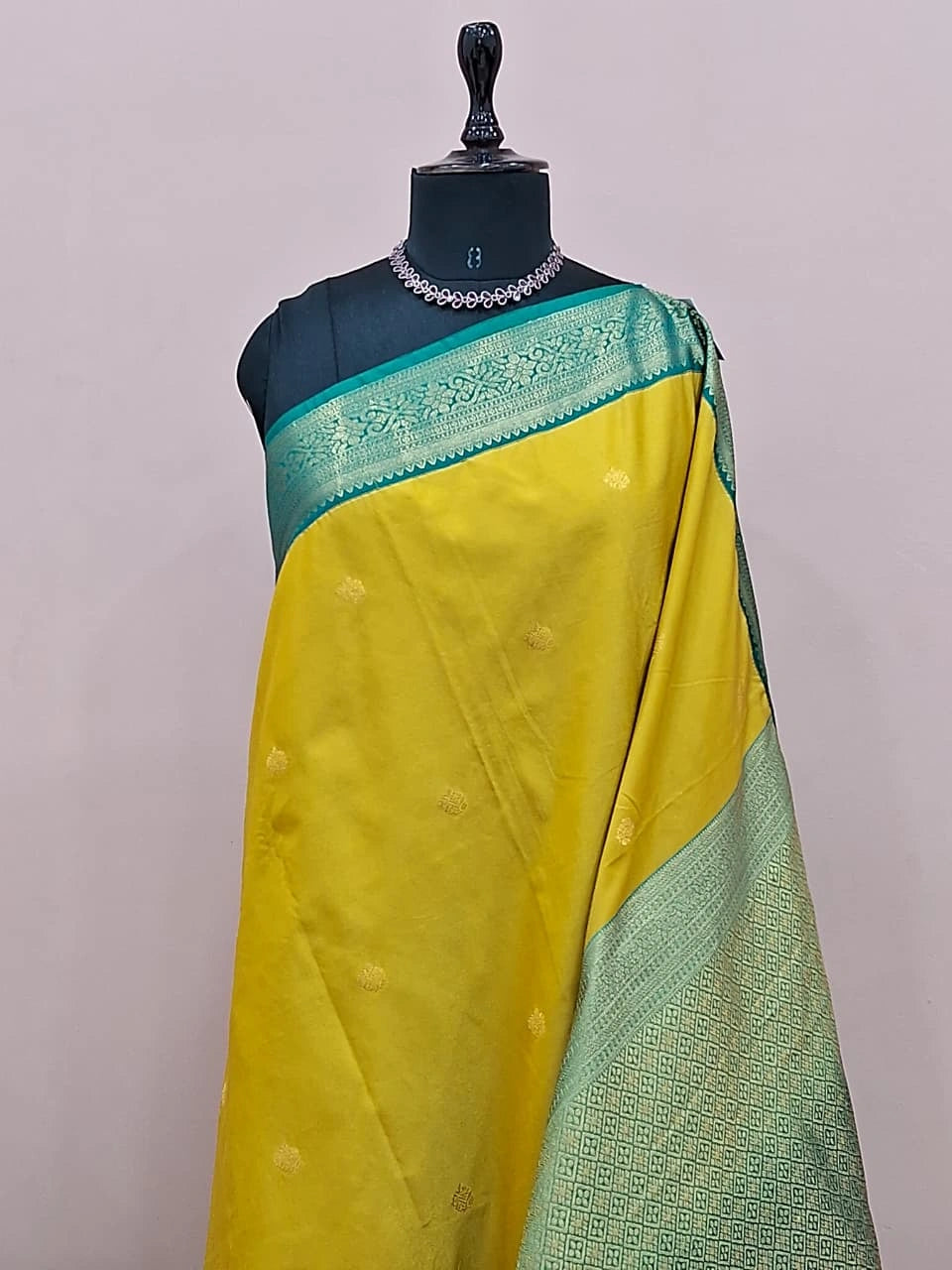 Lime Yellow Kanchi Semi Silk Saree 1