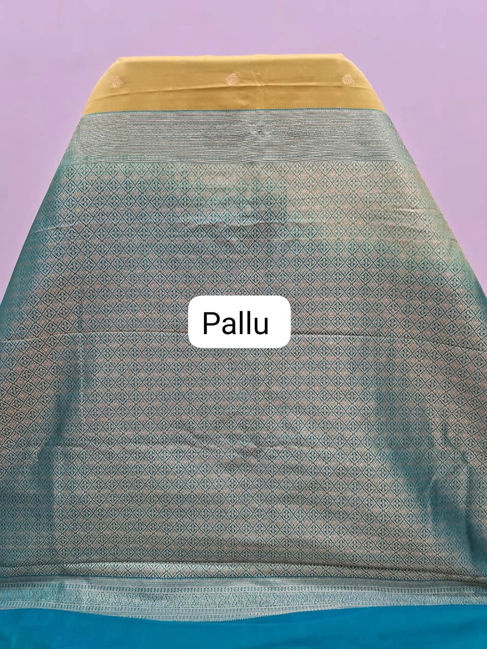 Lime Yellow Kanchi Semi Silk Saree pallu