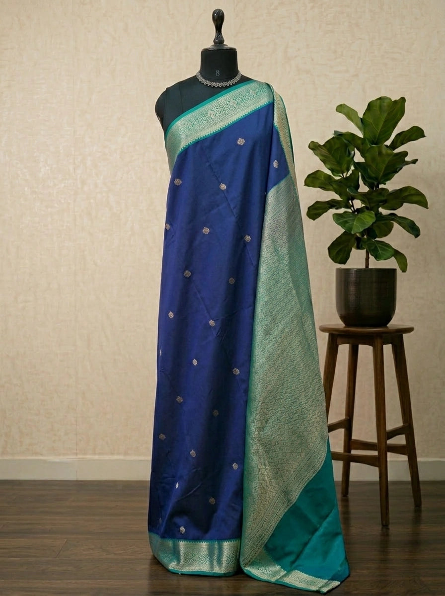 Deep Blue Kanchi Semi Silk Saree 
