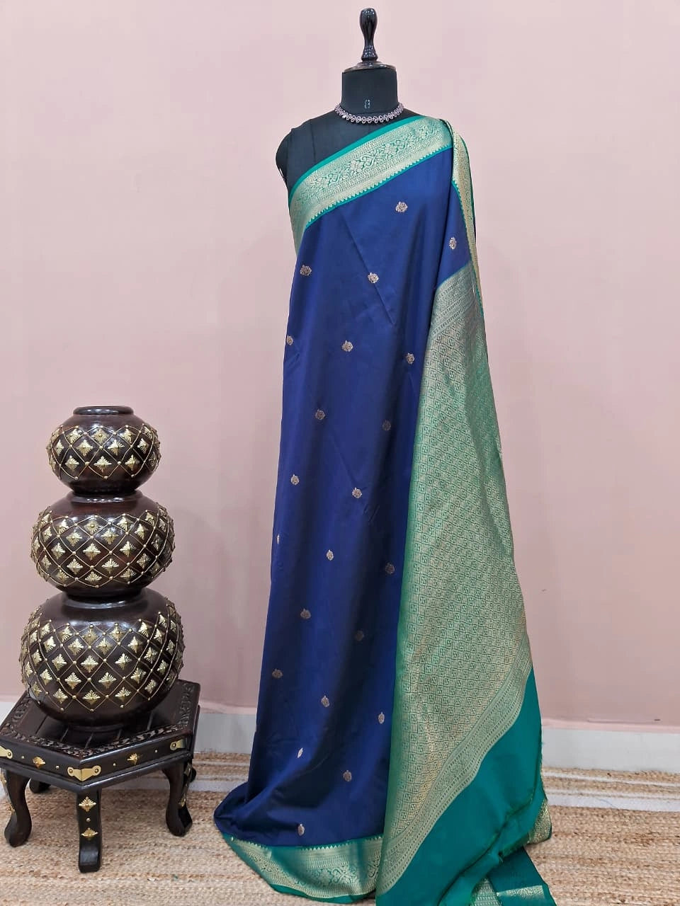 Deep Blue Kanchi Semi Silk Saree 