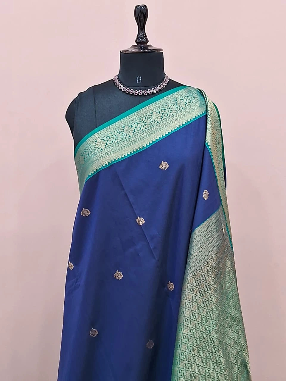 Deep Blue Kanchi Semi Silk Saree 1