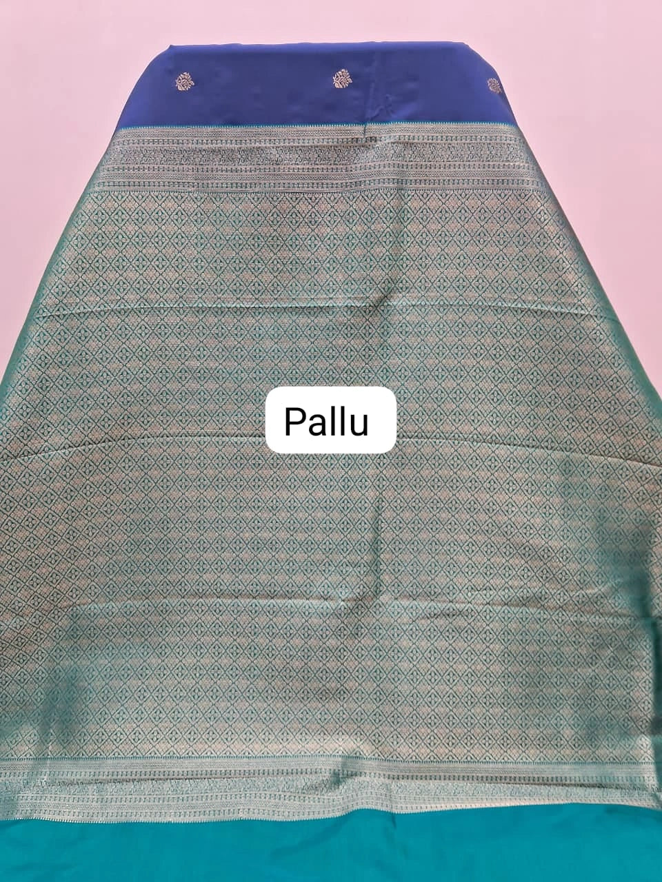 Deep Blue Kanchi Semi Silk Saree pallu