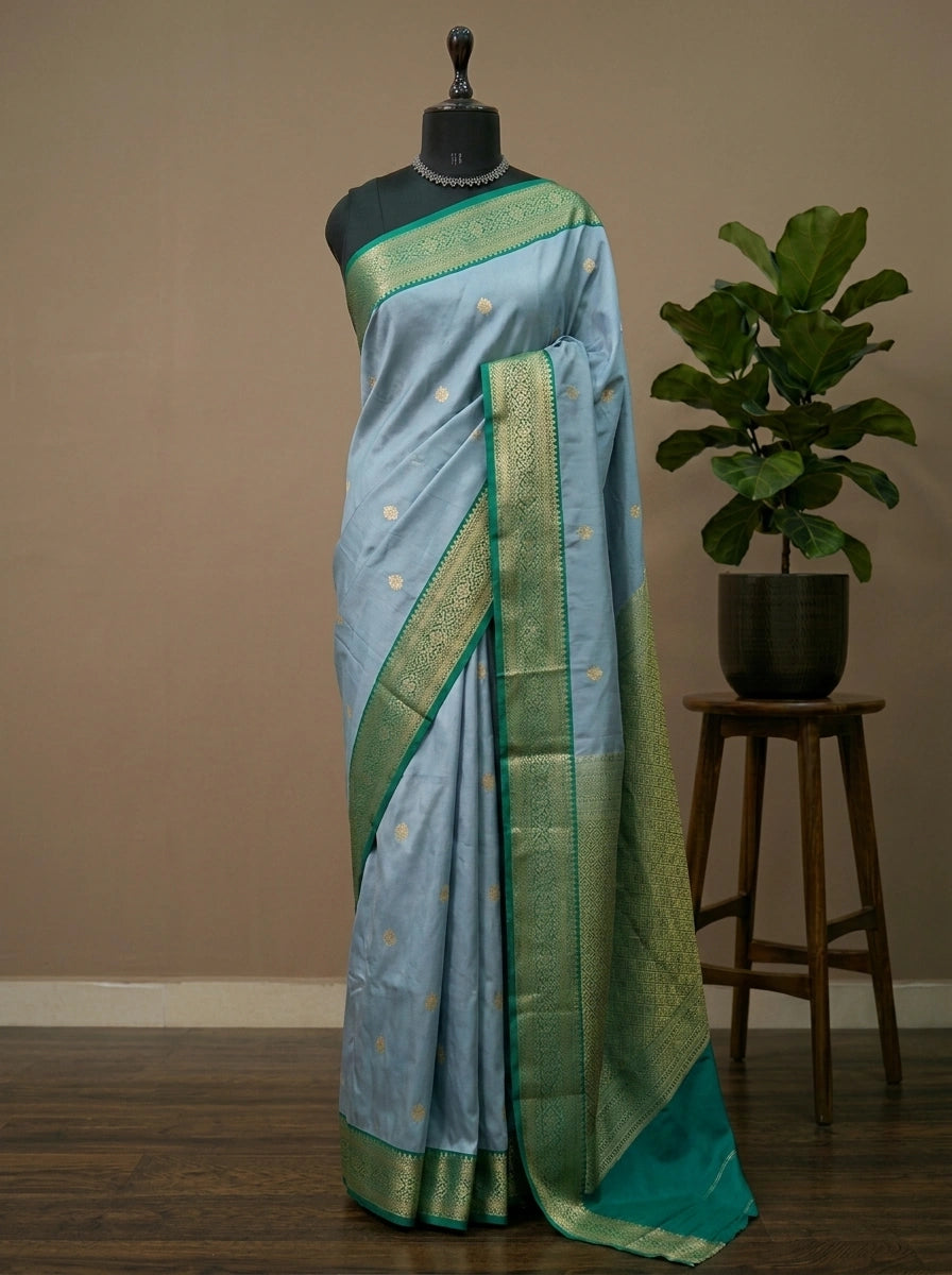 Light Blue Kanchi Semi Silk Saree 