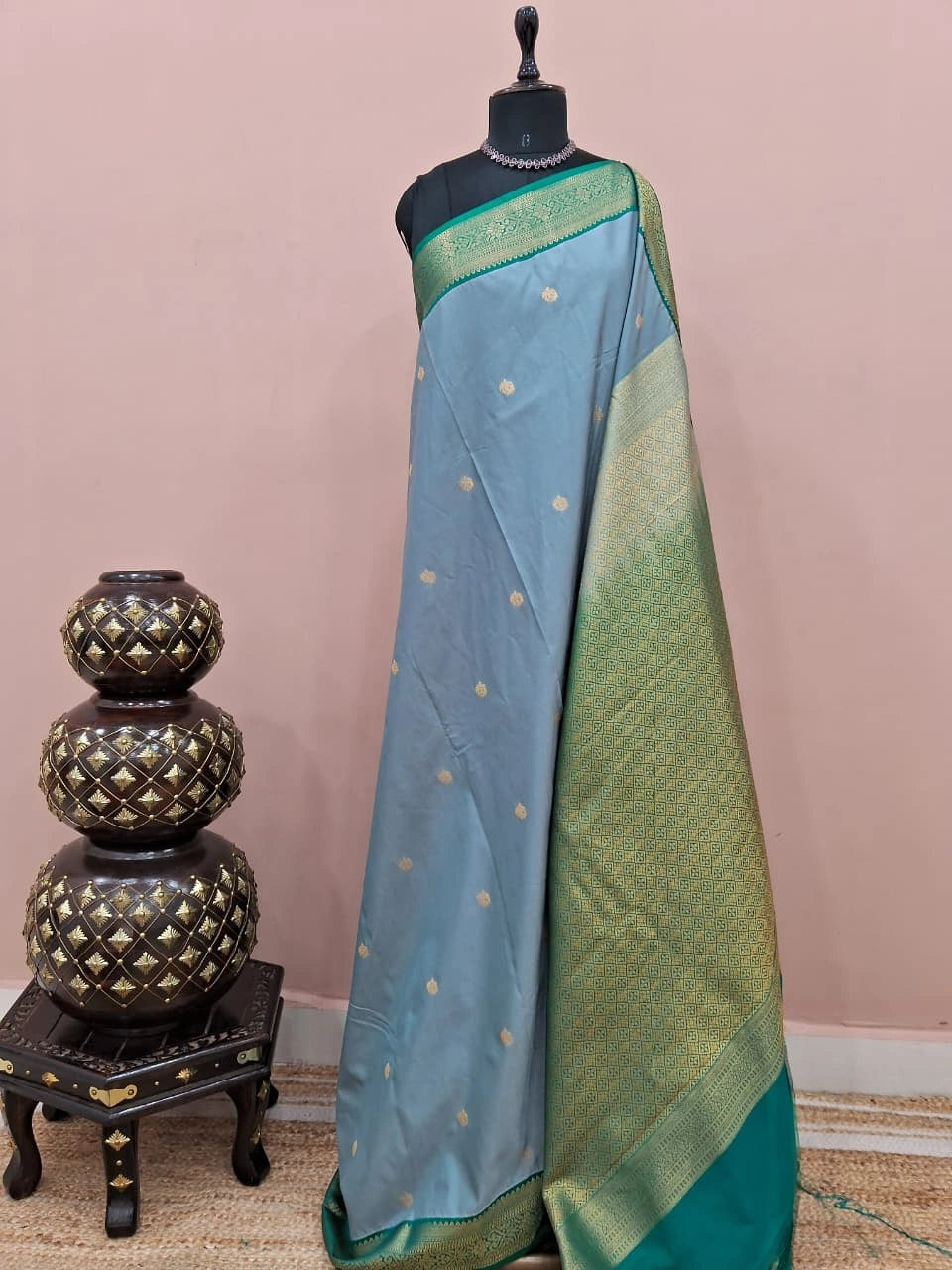 Light Blue Kanchi Semi Silk Saree 