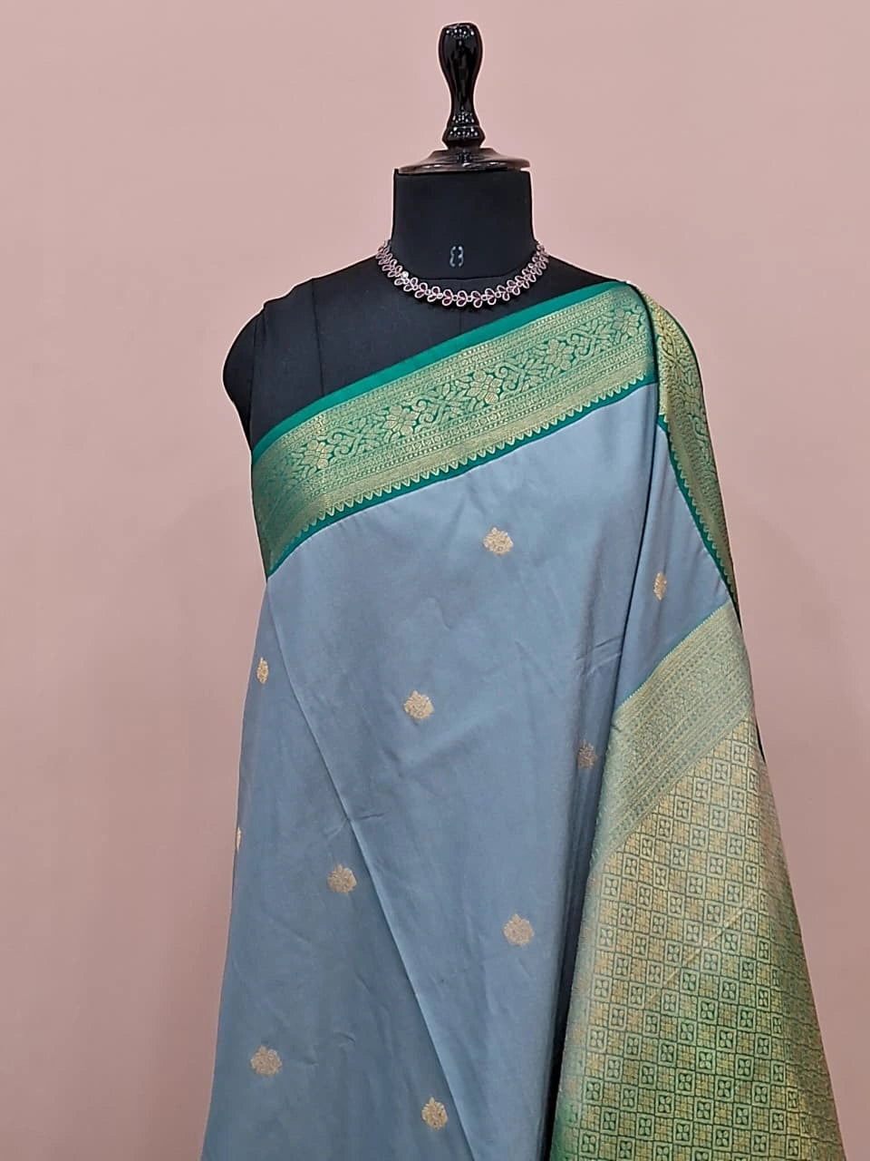 Light Blue Kanchi Semi Silk Saree 1