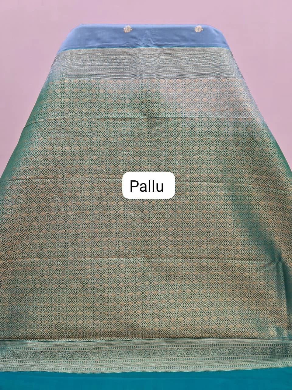 Light Blue Kanchi Semi Silk Saree pallu