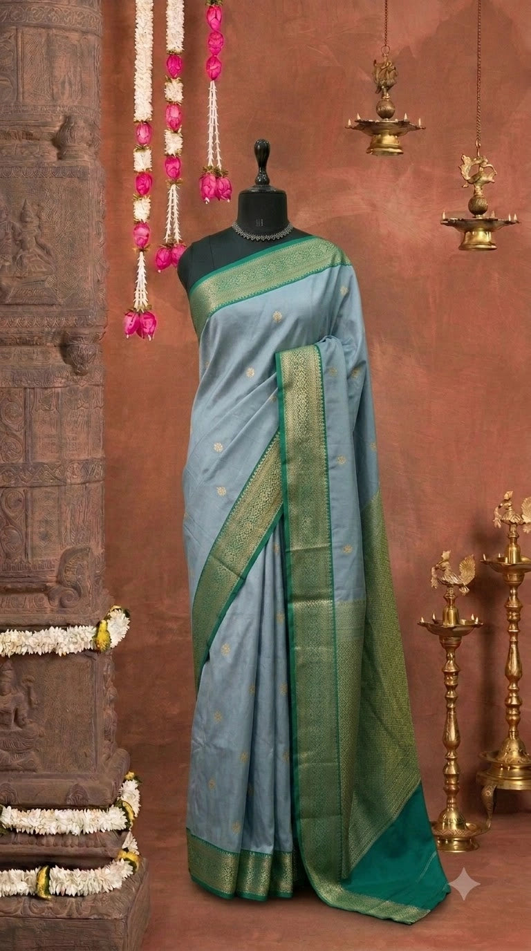 Light Blue Kanchi Semi Silk Saree 