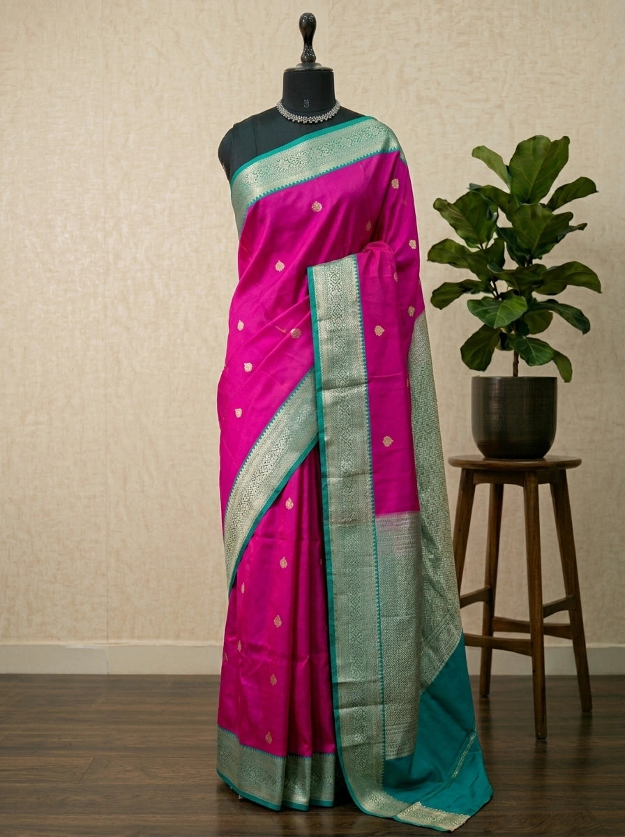 Rani Pink Kanchi Semi Silk Saree 