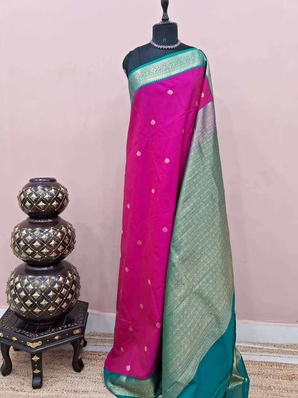 Rani Pink Kanchi Semi Silk Saree 