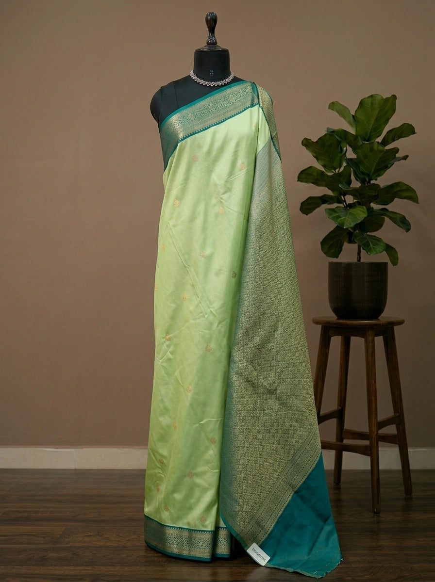 Pista Green Kanchi Semi Silk Saree 