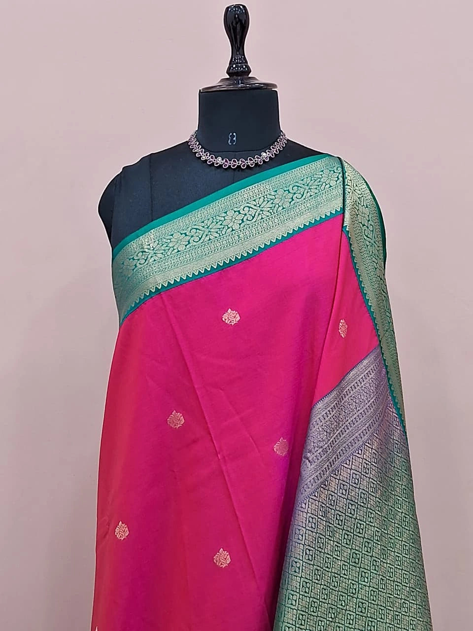 Pink Kanchi Semi Silk Saree 1