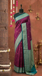 Wine Shaded Kanchi Semi Silk Saree 