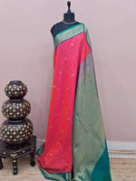Coral Peach Kanchi Semi Silk Saree 