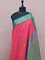 Coral Peach Kanchi Semi Silk Saree 1