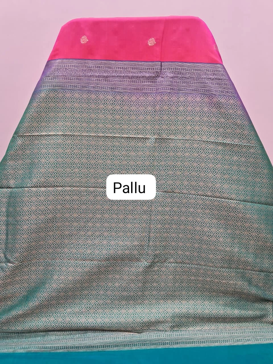 Coral Peach Kanchi Semi Silk Saree pallu