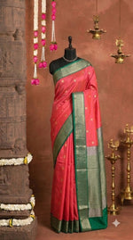 Coral Peach Kanchi Semi Silk Saree 