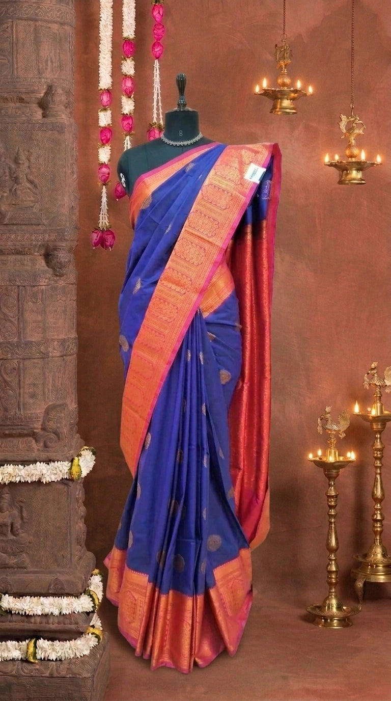Royal Blue Kanchi Semi Silk Saree