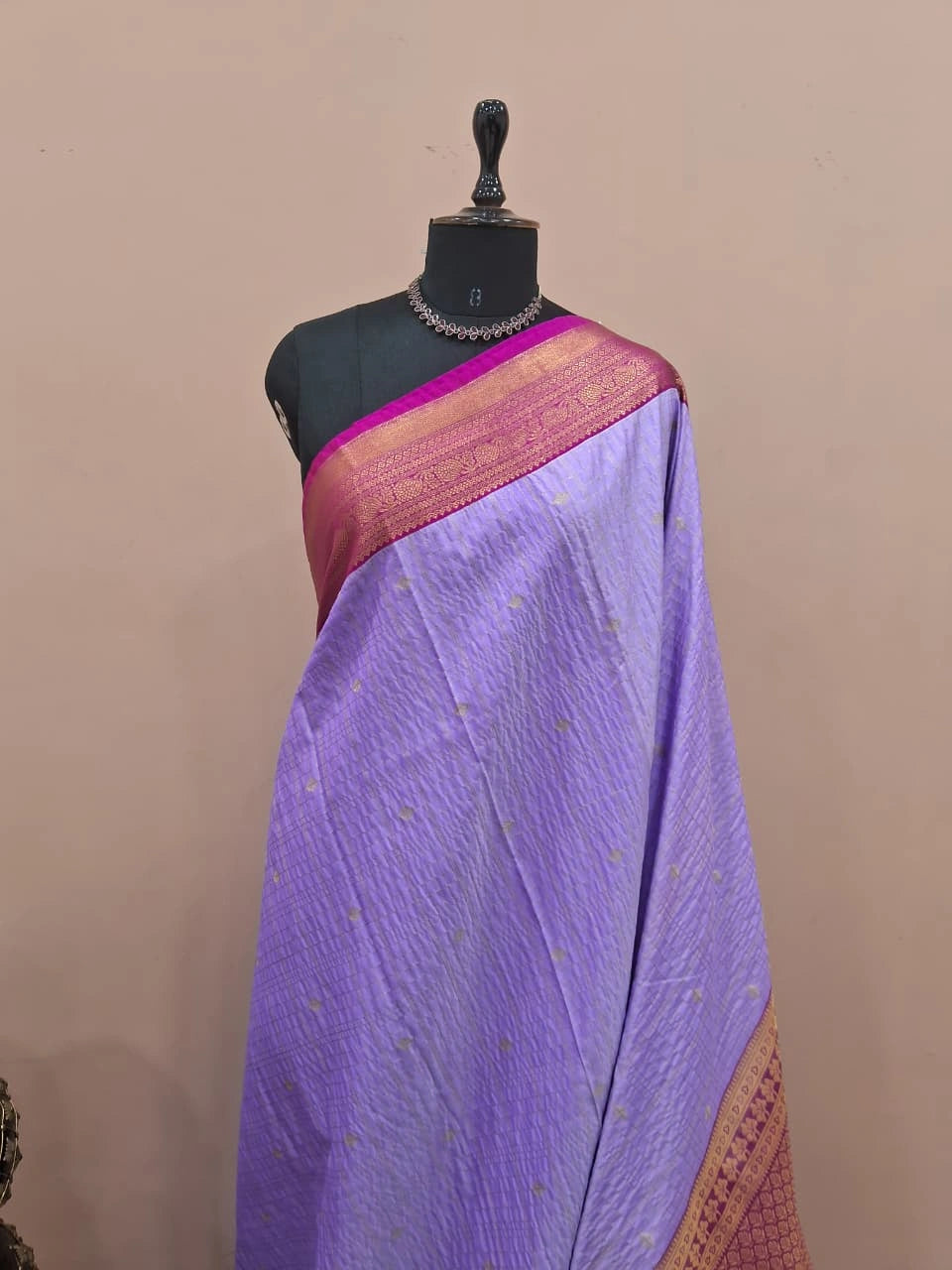 Lavender Kanchi Semi Silk Saree 1