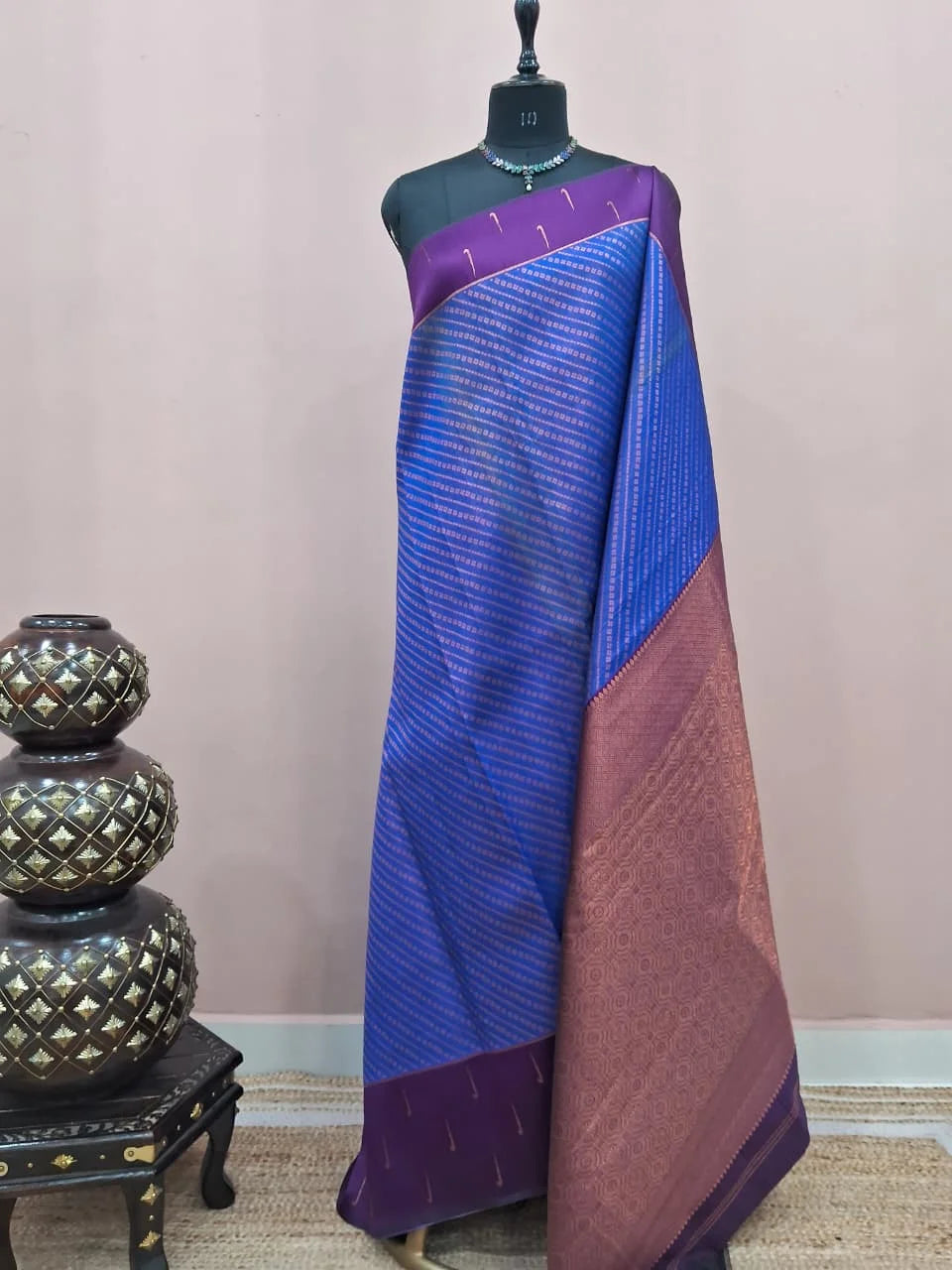Blue Kanchi Semi Silk Saree 