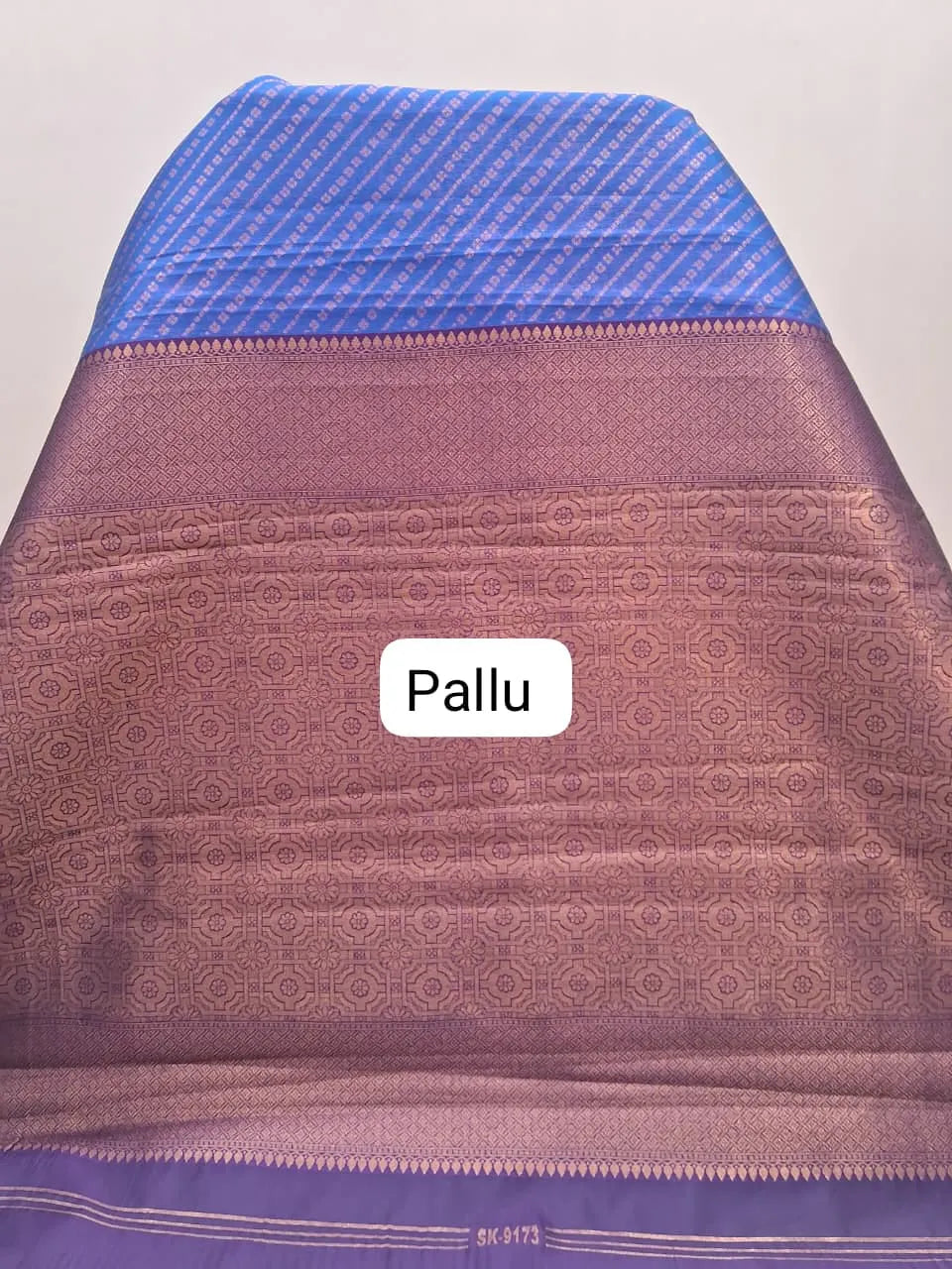 Blue Kanchi Semi Silk Saree pallu