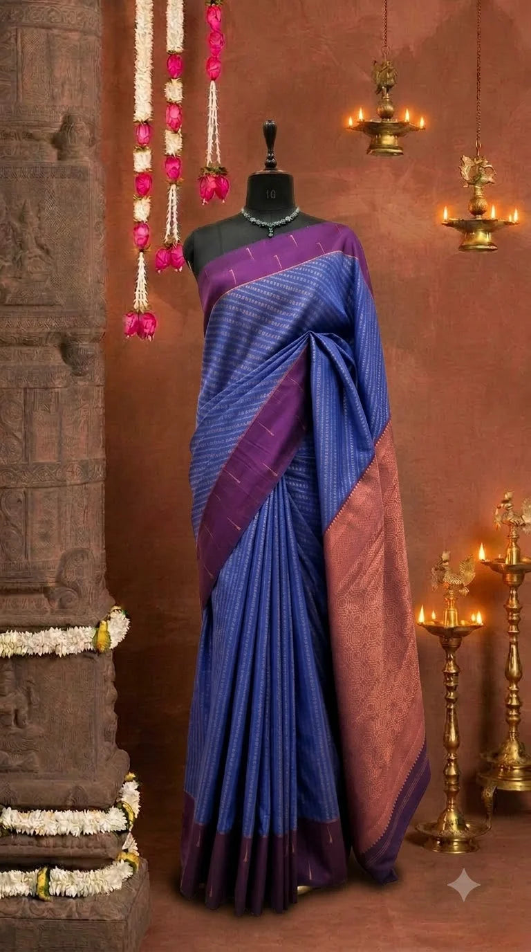 Blue Kanchi Semi Silk Saree 