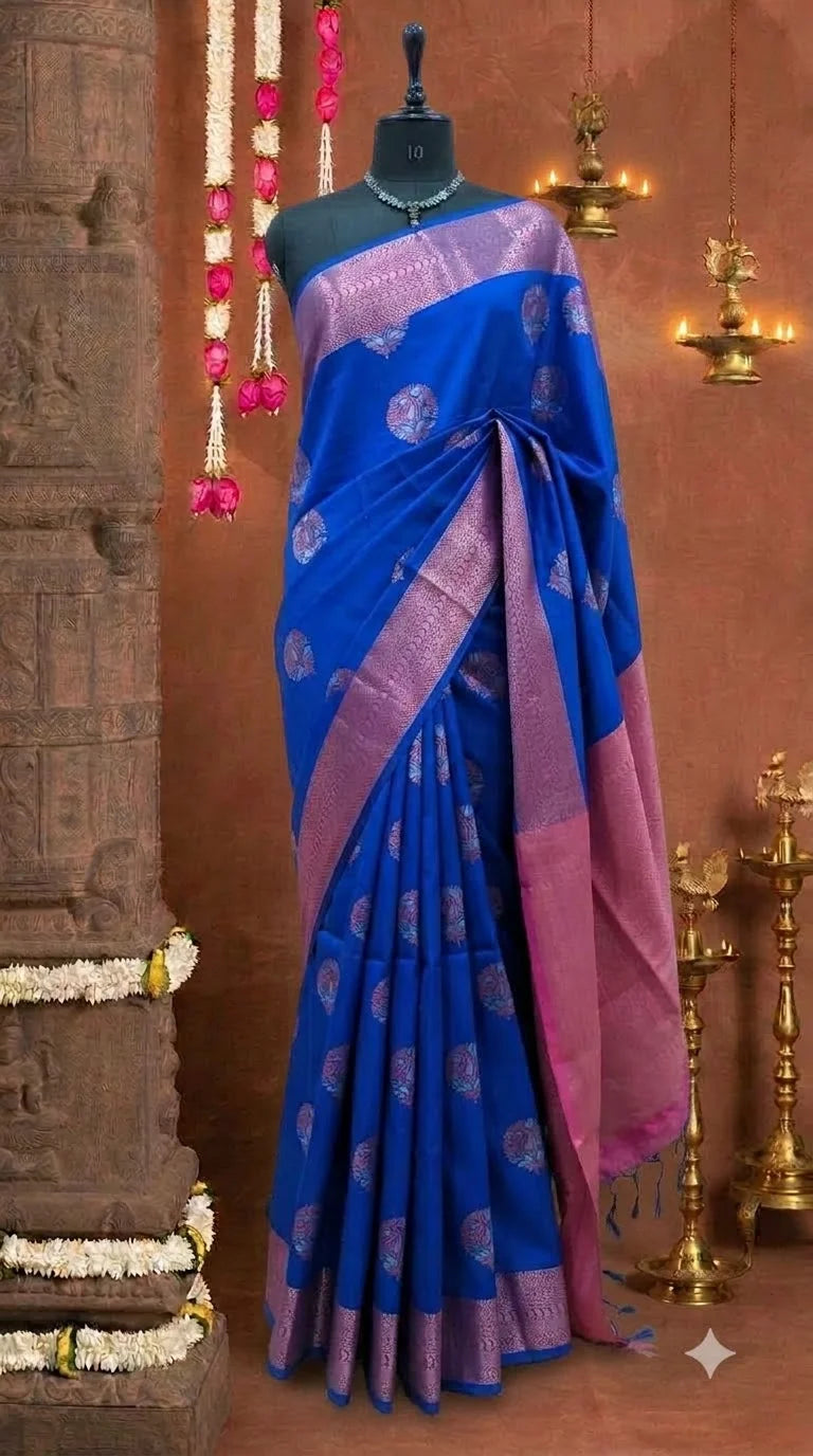 Royal Blue Kanchi Semi Silk Saree 