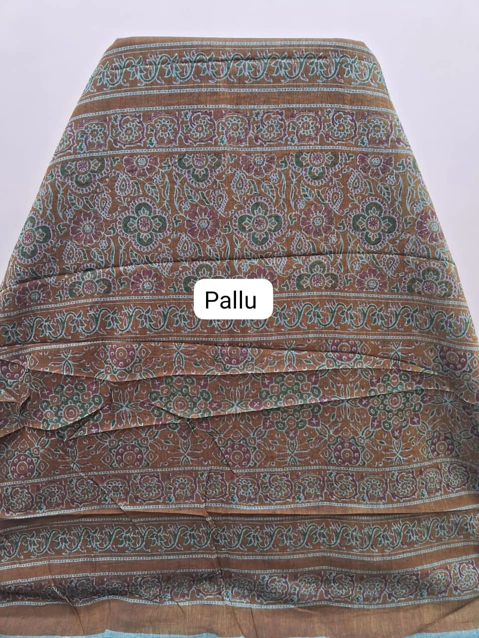 Copper Brown Malai Cotton Saree pallu