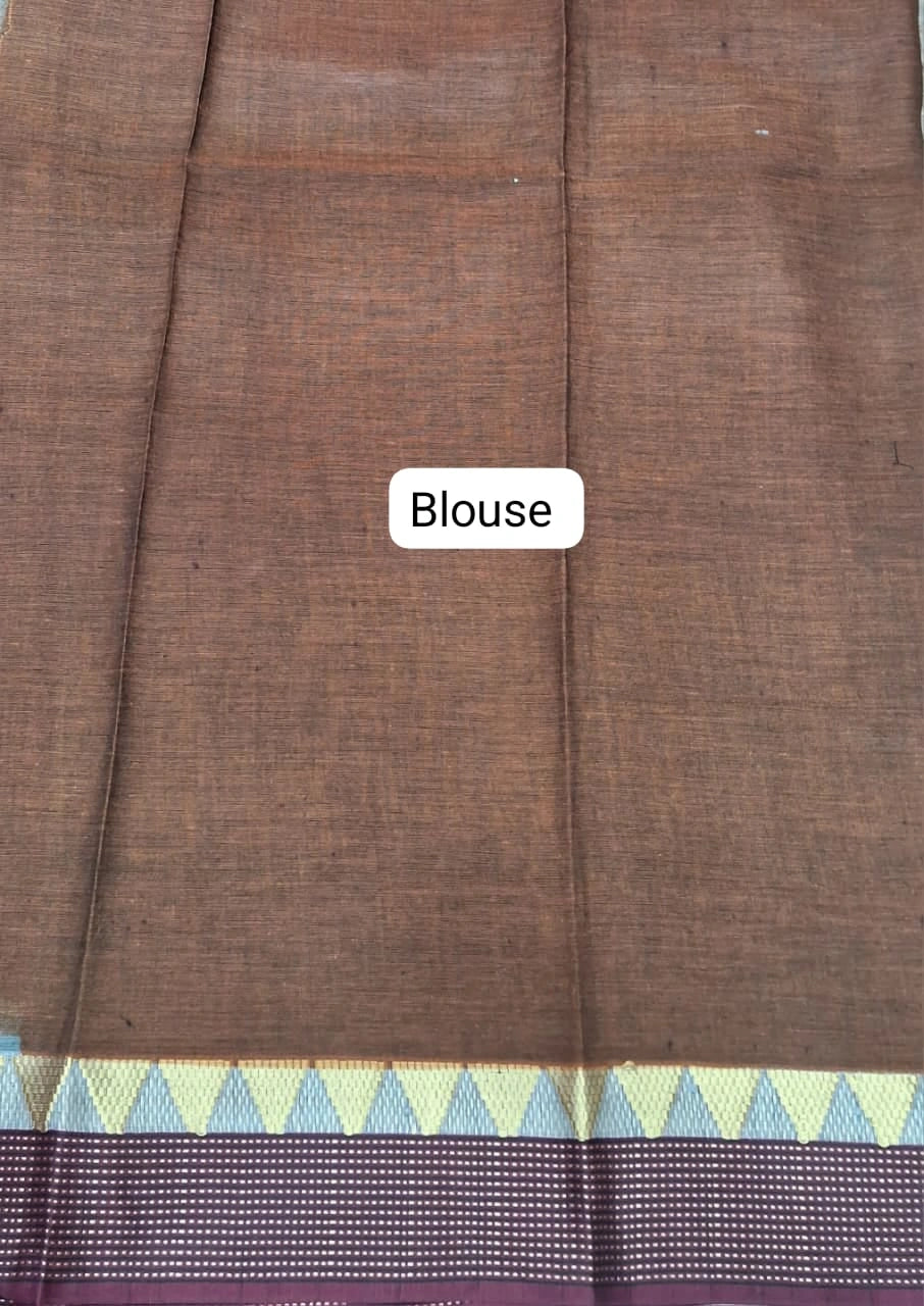 Copper Brown Malai Cotton Saree blouse