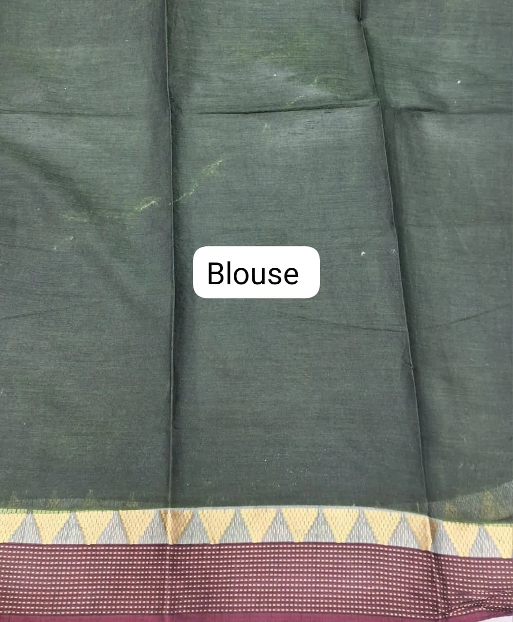 Dark Green Malai Cotton Saree blouse