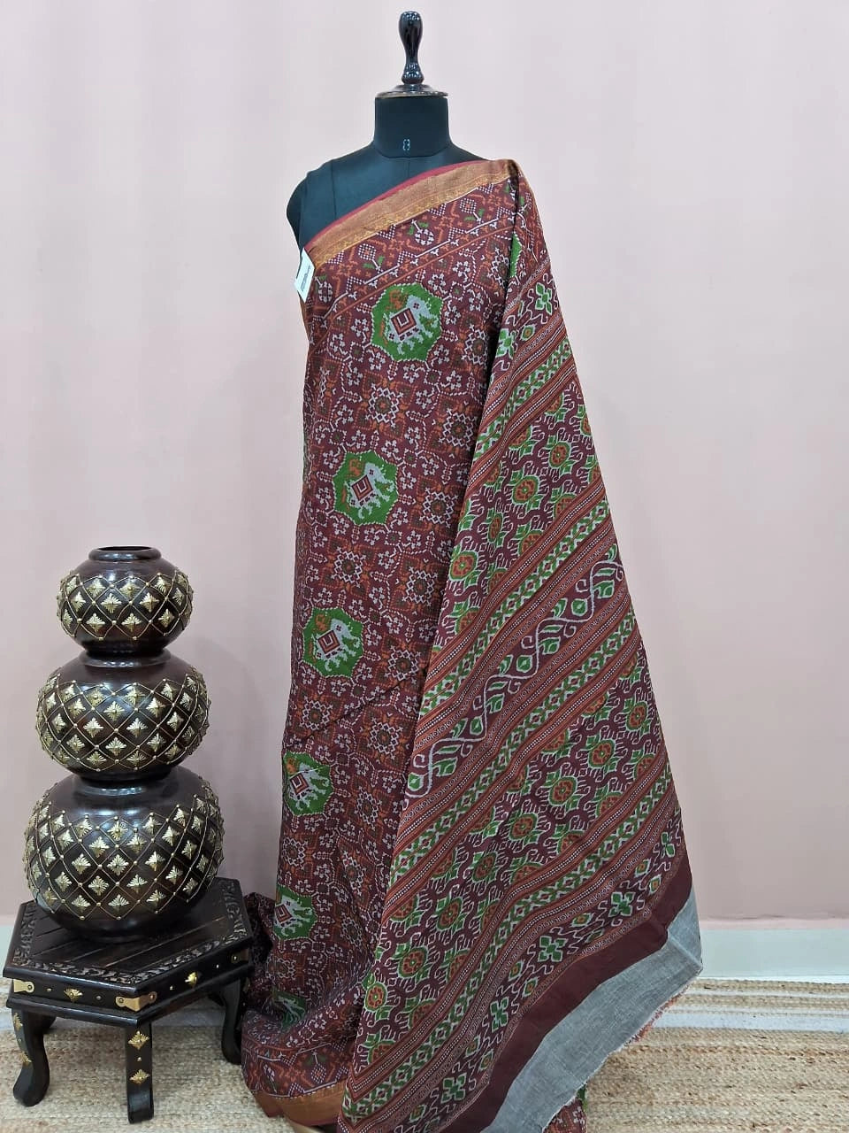 Rust Brown Malai Cotton Saree 