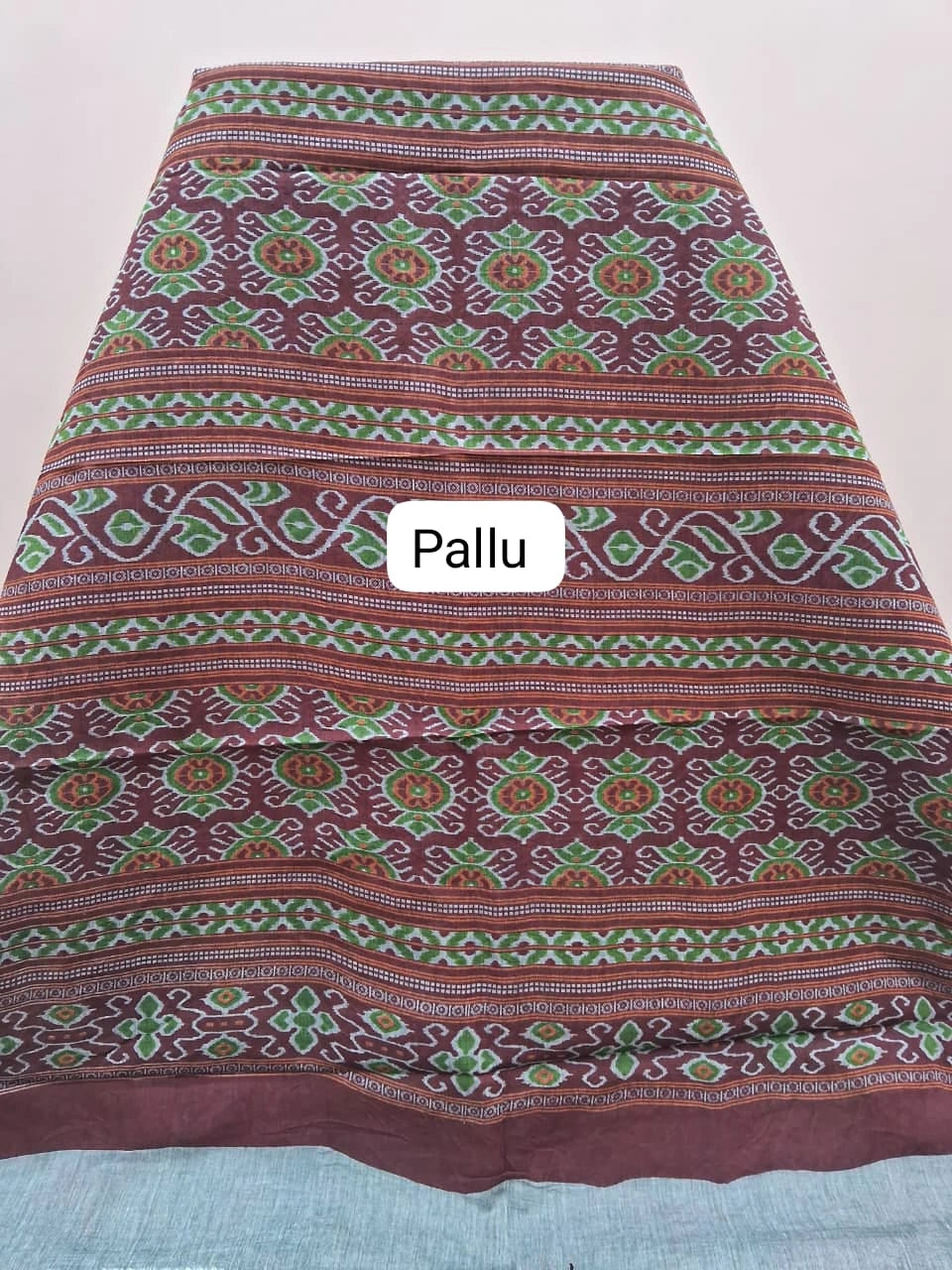 Rust Brown Malai Cotton Saree pallu