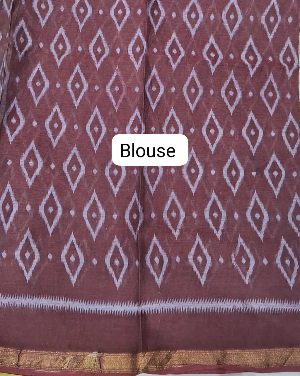 Rust Brown Malai Cotton Saree blouse