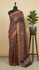 Rust Brown Malai Cotton Saree 