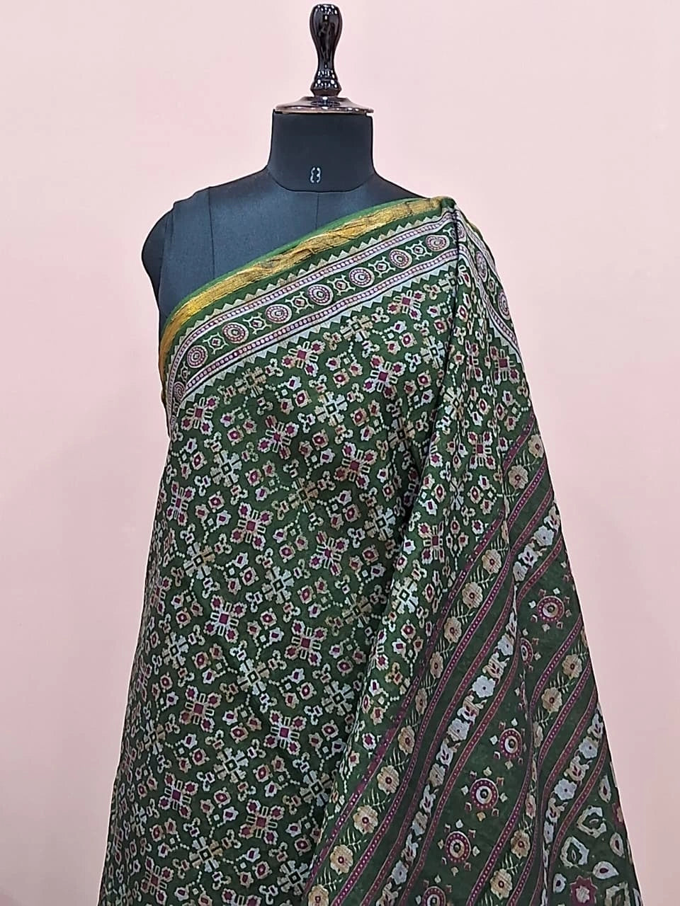 Hunter Green Malai Cotton Saree 1